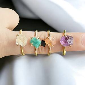 แหวนวงแหวนพลอยอเมทิสต์ดิบแบบบิดได้-เครื่องประดับแหวนปรับได้สำหรับวันเกิด-แหวนคำแถลง - Product Image 2