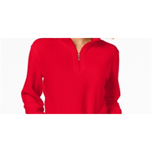 Maglia da donna con collo a zip Karen Scott, colore rosso, taglia Petite L - Product Image 2