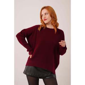 Pull en tricot bordeaux Thessaloniki avec fente latérale, style décontracté, vente en gros - Product Image 2