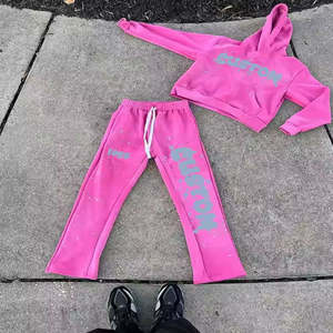 Streetwear surdimensionné personnalisé de haute qualité survêtement à capuche unisexe tenue décontracté 2 pièces pull complet gym jogging - Product Image 3