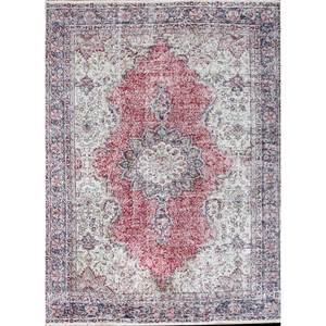 Tapis en laine noué à la main de grande taille, motif médaillon rouge et orange, pour salon, couloir ou chambre - Pae-2144 - Product Image 1