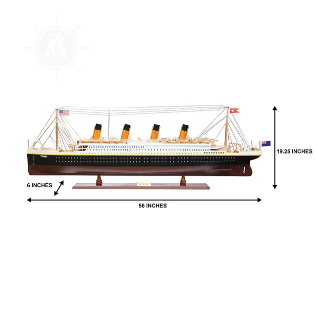 Modello Titanic nave dipinta Replica in legno artigianale da 142 cm con espositore, da collezione, arredamento, regalo, all'ingrosso