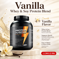 Mélange de protéines de lactosérum et de soja en poudre 1,13 kg saveur vanille, supplément nutritionnel sportif riche en protéines pour la croissance musculaire et la récupération OEM ODM