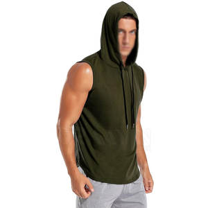 Camiseta sin mangas con capucha de gran tamaño para gimnasio para hombre, algodón tejido transpirable, producto fabricado por fabricantes de fábrica - Product Image 4