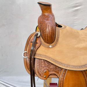 Ensemble de selle en cuir western avec décorations de barrel racing haut de gamme, en bois |   Accessoires en acier inoxydable façonnés à la main, ensemble de tack gratuit pour l'équitation - Product Image 2