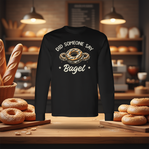 ¿Alguien dijo amante de los bagels? Camiseta de manga larga con diseño de panadería para los amantes de los bagels - Product Image 3