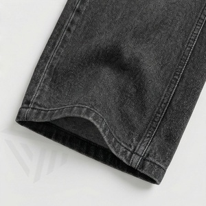 Pantalon en jean droit taille haute pour femme, style streetwear tendance pour jeunes filles, coupe micro taille moyenne, avec technique délavée, doux - Product Image 5