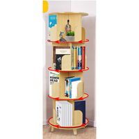Étagère de rangement rotative sur pied, moderne, multifonctionnelle, en bambou, non pliable, à quatre niveaux, facile à assembler, pour bibliothèques et salons