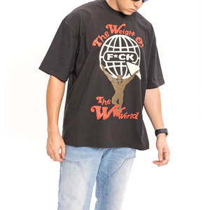 Conception personnalisée en gros T-shirt épais avec impression d'épaules tombantes pour hommes de haute qualité - Product Image 3