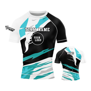 T-shirt de compression MMA Rush Guard, impression par sublimation personnalisée, lutte, extensible, respirant, manches courtes, vente en gros - Product Image 4