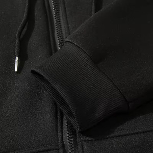 Sudadera con capucha personalizada negra con cremallera frontal, diseño de letras impresas, unisex, informal, de forro polar, para otoño. - Product Image 4