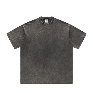 T-shirt rétro pour homme en gros, OEM, délavé, impression de logo personnalisé, coupe ample et surdimensionnée, 300 g/m², 100 % coton tricoté, streetwear lavé - Product Image 5
