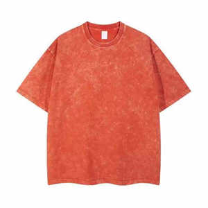 T-shirts pour hommes grande taille, délavage acide, col rond, vêtements de mode de haute qualité, fabriqués en tissu éponge - Product Image 1