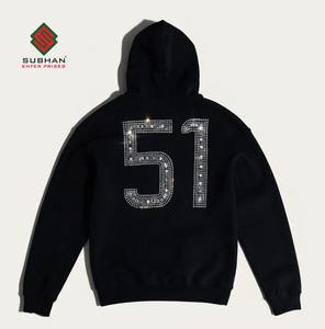 Sudadera con Capucha de Forro Polar Impermeable y Cortavientos para Hombre, con Pedrería Negra de Lujo |   Chaqueta de Invierno Personalizable OEM 100% Algodón - Product Image 3