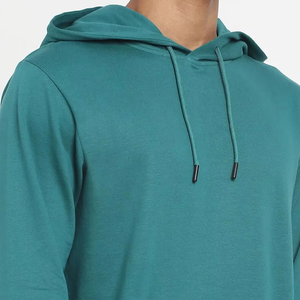 Sudadera con Capucha para Hombre, Color Verde Azulado, Corte Regular, Algodón French Terry, Casual, Manga Larga, Color Sólido, Diseño con Bolsillo, Ropa de Otoño - Product Image 6