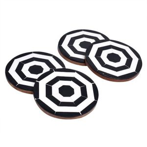 Tasse à thé de luxe géométrique en bois noir et résine, en vrac, sous-verres, accessoire de cuisine pour la maison, l'hôtel, les centres de repos, MCR-031 - Product Image 4