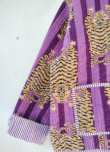 เสื้อแจ็กเก็ตผ้าฝ้ายอินเดียพิมพ์ลายเสือเสื้อลำลองสองด้านสำหรับฤดูหนาวเสื้อนอกมีท่อ - Product Image 4