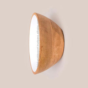 Tazón de servicio hecho a mano de madera de acacia pulida con logotipo personalizado de alta calidad estilo americano de Falak World Export - Product Image 1