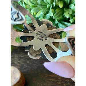Bracelet manchette en argent sterling turquoise Kevin Billah Kingman - Product Image 5