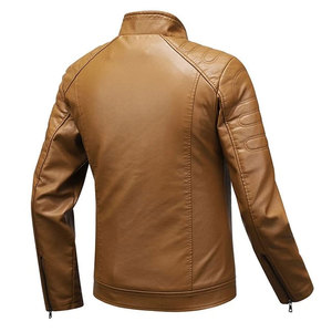 Veste en cuir d'hiver noire élégante pour hommes Logo personnalisable Marque privée Fermeture à glissière Veste coupe-vent pour hommes - Product Image 2