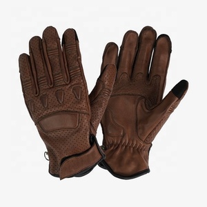 Guantes de Motocicleta de Cuero Clásicos Vintage Cafe Racer de Alta Calidad Personalizados para Verano - Product Image 4