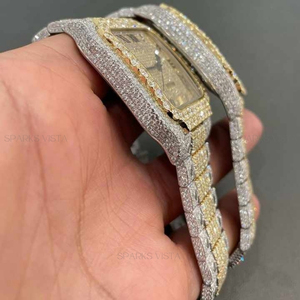 Limited Edition Square Diamond Luxury <b>Watch</b> Elegant Roman Numeral Dial with Gold Silver Pave Finish Elite Luxury Mens <b>Watch</b> - Product Image 3