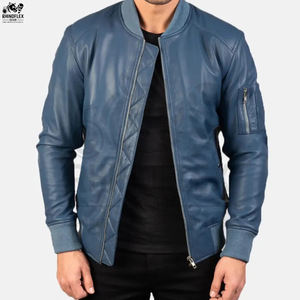 Veste en cuir et toile pour homme d'hiver, élégante, devant droit, taille et couleur personnalisables, haute qualité, antibactérienne, respirante, en polaire - Product Image 3