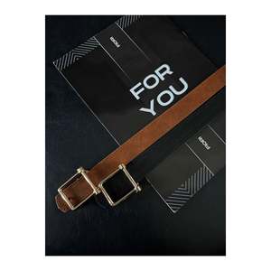 Square <b>Buckle</b> Women's <b>Belt</b>, Trouser <b>Belt</b>, Jacket <b>Belt</b>, Dress <b>Belt</b> - Black-Tan - Product Image 3