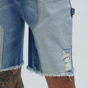 Short en jean personnalisé pour hommes Colorblock Style d'été décontracté avec double genou Design coupe ample longueur au genou Audacieux Cool Look élégant - Product Image 5