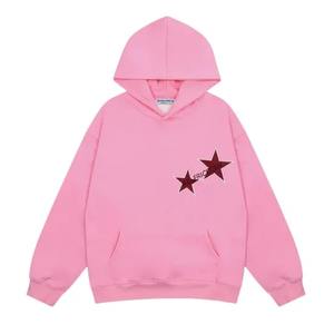 Ropa informal de mujer de peso pesado personalizada, sudaderas con estampado descolorido, apliques bordados, diamantes de imitación, sudadera con capucha de punto sólido, logotipo frontal - Product Image 1