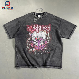 เสื้อยืดผู้ชายผ้าฝ้ายฟอกสีกรดแบบวินเทจผ้า100% ฉีดตรงพิมพ์ลายสไตล์ย้อนยุค - Product Image 3