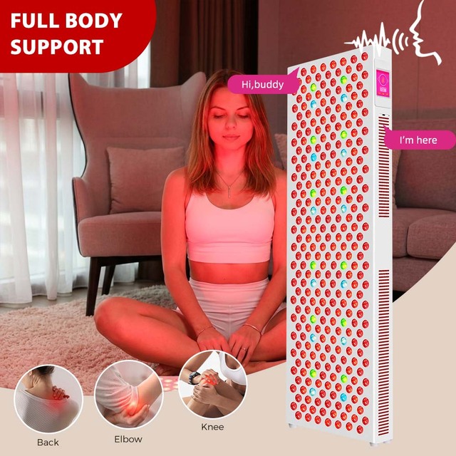 Long Lifespan Enhanced Output Device PDT Machine 7 Color Body LED 1500W 9-Wave Red Light Therapy Panel Standing US Plug