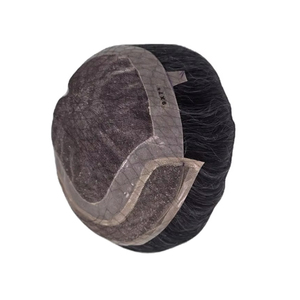 Peluca de Cabello Humano con Encaje Frontal Mono, Cabello Chino Virgen Remy, Parches de Cabello, Lacio Rizado, Ondulado Profundo, 1b+gris - Product Image 3