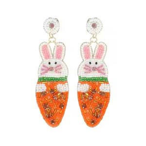 Handmade Christmas Rabbit Earrings for Women Rice Seed <b>Beaded</b> Dangle Jewelry Fashion Style <b>Direct</b> from India - Product Image 5