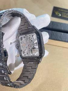 Elegante blanco y negro VVS Moissanite Diamond Roman Dial Mecánico Automático Hip Hop Reloj Iced Out Hombres Moda Mayorista - Product Image 3