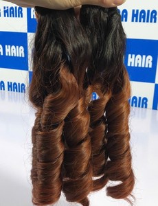 Extensions de cheveux humains en vrac AZURA HAIR du Vietnam, couleur brun-roux auburn, vierges, double trame, double tirage, 100g, pour tissage de cheveux - Product Image 1