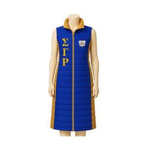 Vêtements de sororité Sigma Gamma Rho en gros, veste matelassée en duvet sublimée, veste longue, accessoires grecs - Product Image 1