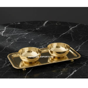 Bol à chocolat martelé poli brillant avec assiette Nouvelle arrivée Bol à bonbons design Forme ronde Vaisselle Bol à chocolat - Product Image 3