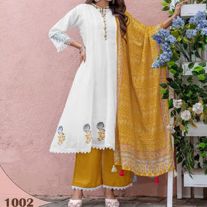 Hermoso conjunto de anarkali Kurti de seda vichitra con trabajo manual y trabajo de bordado perfecto para todos los eventos - Product Image 1