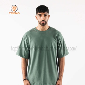 Venta al por mayor de lujo de los hombres pesados 100% algodón de gran tamaño camiseta personalizada cuello falso de alta calidad de bambú de punto de tela de longitud larga - Product Image 2