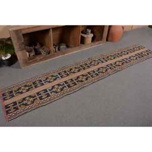 Tapis Vintage en Laine Turque 17X9,6 pieds Bleu et Beige Patchwork Design Plat Tissage Technique pour Décorations de Salon - Product Image 5