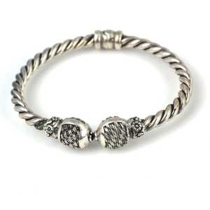 925 Sterling Silver Braided Burma <b>Bracelet</b> with Vintage Ethnic Diamond <b>Ruby</b> Pearl Religious Tennis <b>Bracelets</b> for Gift - Product Image 1