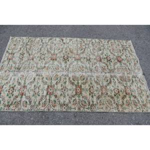 Tapis traditionnel en laine vert beige 3.7 X 6ft classique turc fait à la main Patchwork Design Latex pour adolescent chevet couloir Rectangle - Product Image 3