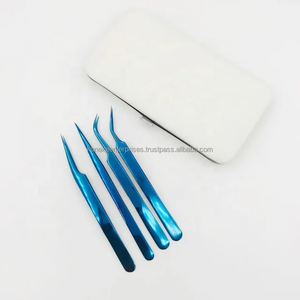 แหนบต่อขนตาสแตนเลสสีน้ำเงิน ขายดี คุณภาพระดับมืออาชีพ ขายส่ง แหนบโค้ง ป้องกันแม่เหล็ก ป้องกันไฟฟ้าสถิต - Product Image 5