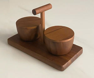 Juego de bandejas para condimentos Dine Duo (Tazones hechos de madera de troncos) - Product Image 1