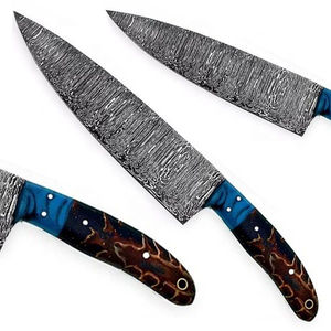 มีดเชฟเหล็กดามัสกัสทำมือ ด้ามไม้พะยูงแท้ ใบมีดหยัก คุณภาพระดับอุตสาหกรรม-ใช้ในครัวแคมป์ปิ้ง รับผลิตตามแบบ OEM - Product Image 4