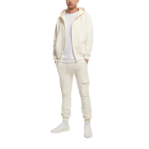 Sweat à capuche d'hiver zippé décontracté pour hommes coupe régulière forme droite motif solide polyester/coton tissu tricoté col à capuche - Product Image 2