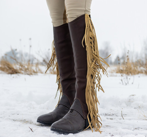 Chaps d'équitation de qualité supérieure avec panneau élastique et fermeture éclair pour hommes et femmes en cuir de vache véritable, style anglais - Product Image 5