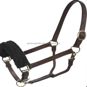 Dos de cheval en cuir noir double pli fait à la main avec rembourrage en polaire vison doux confort supplémentaire cheval de licou en cuir réglable - Product Image 4