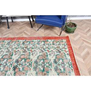 Tapis turc vintage 5,6x9 pieds, tapis rouge à pois - Product Image 5